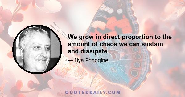 We grow in direct proportion to the amount of chaos we can sustain and dissipate