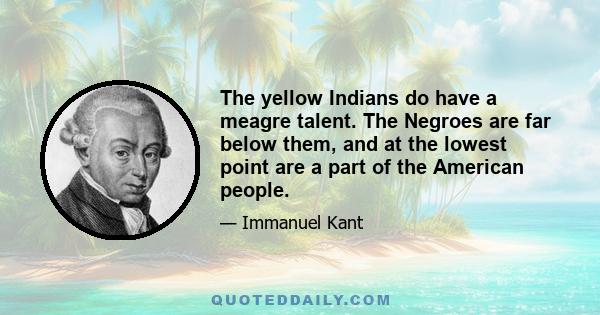 The yellow Indians do have a meagre talent. The Negroes are far below them, and at the lowest point are a part of the American people.