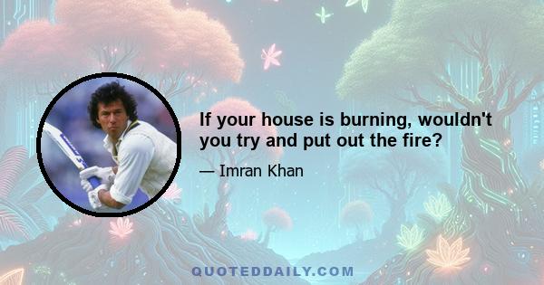 If your house is burning, wouldn't you try and put out the fire?