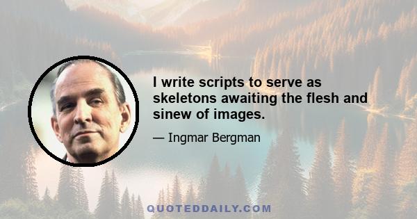 I write scripts to serve as skeletons awaiting the flesh and sinew of images.