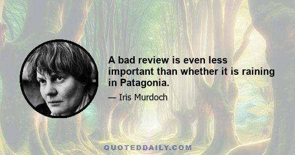 A bad review is even less important than whether it is raining in Patagonia.