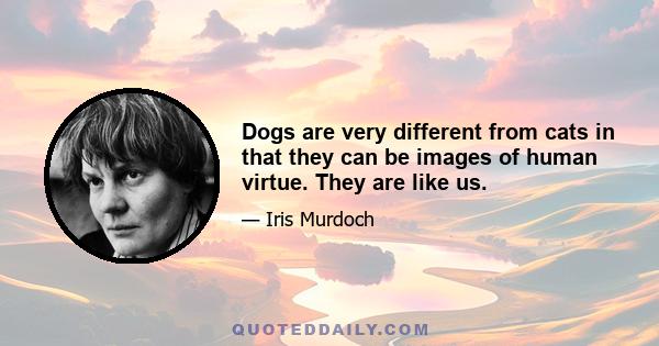 Dogs are very different from cats in that they can be images of human virtue. They are like us.