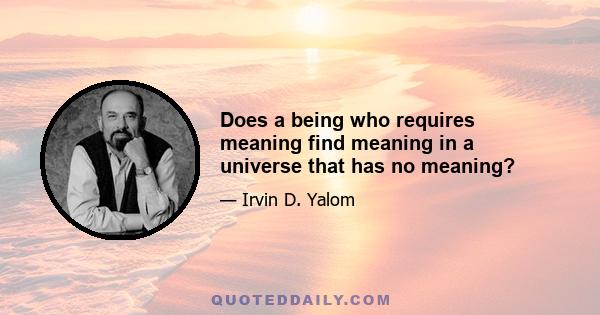 Does a being who requires meaning find meaning in a universe that has no meaning?