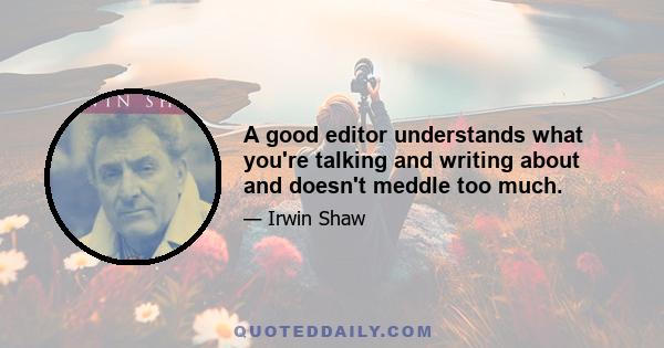 A good editor understands what you're talking and writing about and doesn't meddle too much.