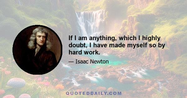 If I am anything, which I highly doubt, I have made myself so by hard work.