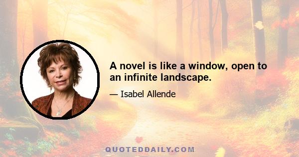 A novel is like a window, open to an infinite landscape.