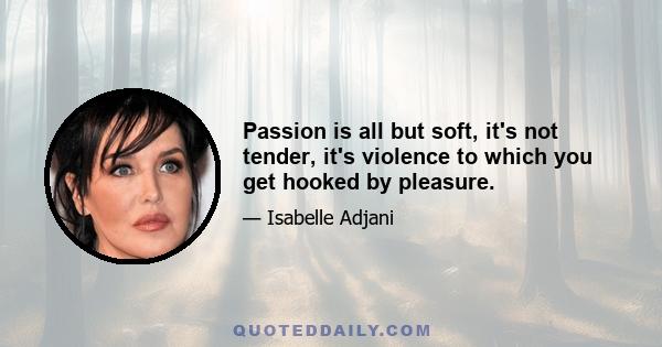 Passion is all but soft, it's not tender, it's violence to which you get hooked by pleasure.