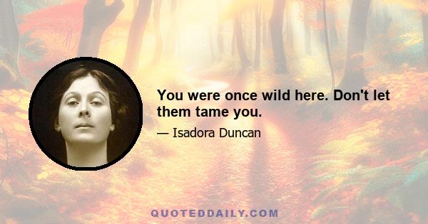 You were once wild here. Don't let them tame you.