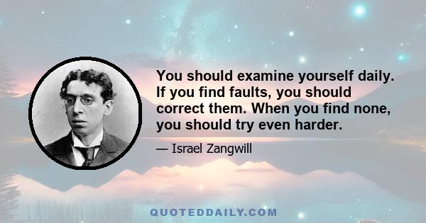 You should examine yourself daily. If you find faults, you should correct them. When you find none, you should try even harder.