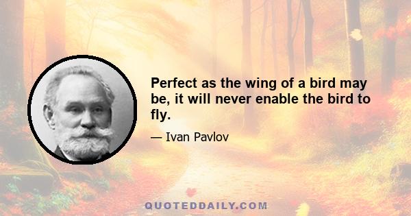 Perfect as the wing of a bird may be, it will never enable the bird to fly.