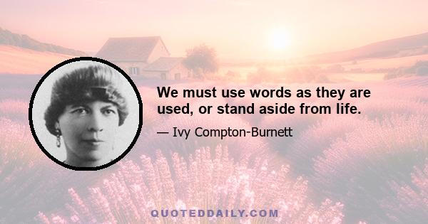 We must use words as they are used, or stand aside from life.