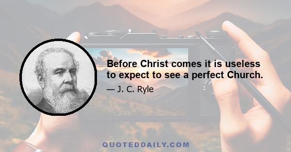 Before Christ comes it is useless to expect to see a perfect Church.