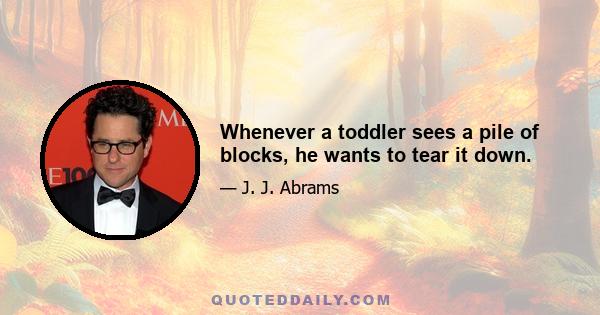 Whenever a toddler sees a pile of blocks, he wants to tear it down.