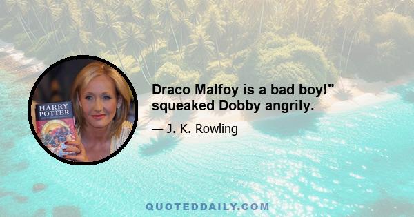 Draco Malfoy is a bad boy! squeaked Dobby angrily.