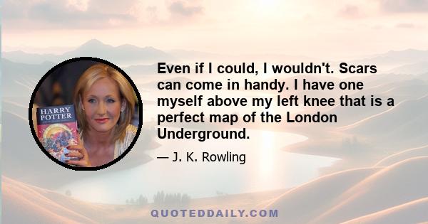 Even if I could, I wouldn't. Scars can come in handy. I have one myself above my left knee that is a perfect map of the London Underground.