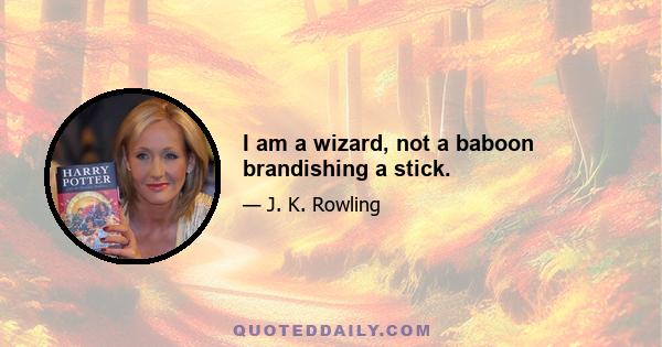 I am a wizard, not a baboon brandishing a stick.