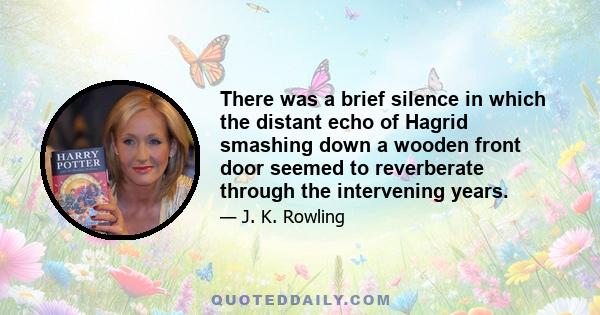 There was a brief silence in which the distant echo of Hagrid smashing down a wooden front door seemed to reverberate through the intervening years.