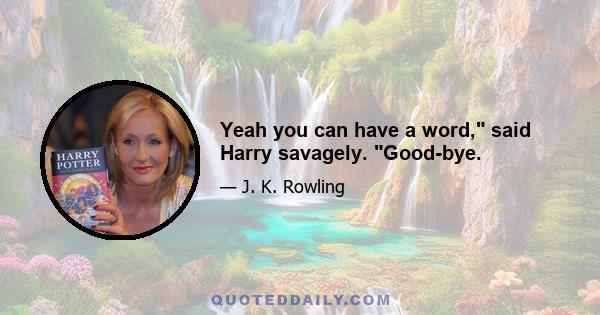 Yeah you can have a word, said Harry savagely. Good-bye.