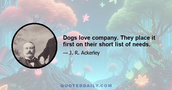 Dogs love company. They place it first on their short list of needs.