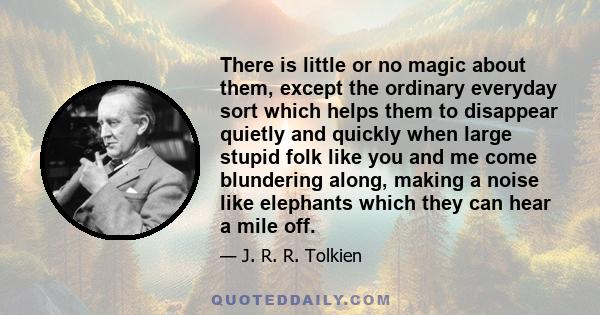 There is little or no magic about them, except the ordinary everyday sort which helps them to disappear quietly and quickly when large stupid folk like you and me come blundering along, making a noise like elephants