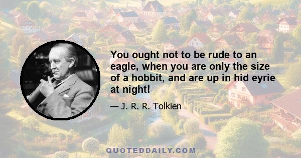 You ought not to be rude to an eagle, when you are only the size of a hobbit, and are up in hid eyrie at night!