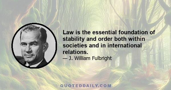 Law is the essential foundation of stability and order both within societies and in international relations.