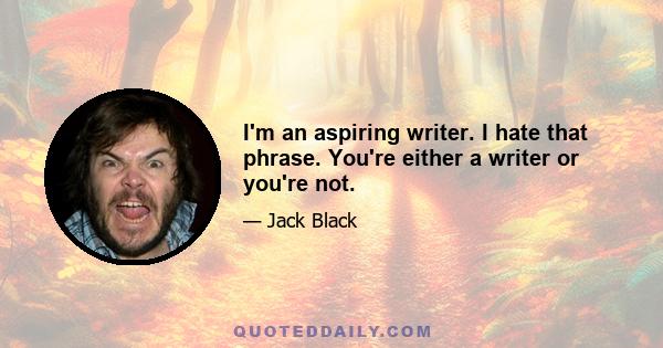 I'm an aspiring writer. I hate that phrase. You're either a writer or you're not.