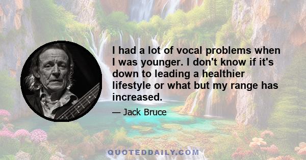 I had a lot of vocal problems when I was younger. I don't know if it's down to leading a healthier lifestyle or what but my range has increased.