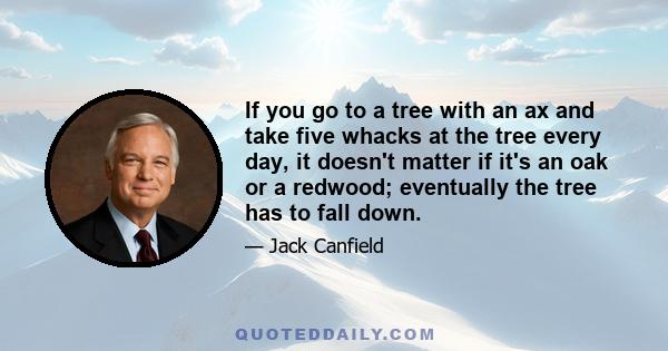 If you go to a tree with an ax and take five whacks at the tree every day, it doesn't matter if it's an oak or a redwood; eventually the tree has to fall down.