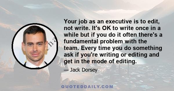 Your job as an executive is to edit, not write. It's OK to write once in a while but if you do it often there's a fundamental problem with the team. Every time you do something ask if you're writing or editing and get