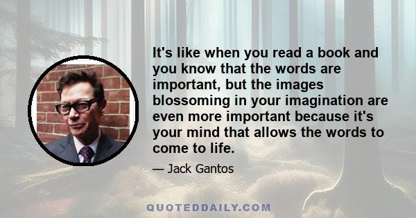 It's like when you read a book and you know that the words are important, but the images blossoming in your imagination are even more important because it's your mind that allows the words to come to life.