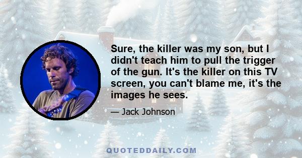 Sure, the killer was my son, but I didn't teach him to pull the trigger of the gun. It's the killer on this TV screen, you can't blame me, it's the images he sees.