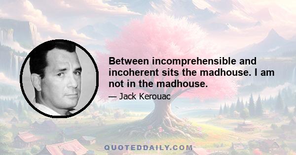 Between incomprehensible and incoherent sits the madhouse. I am not in the madhouse.