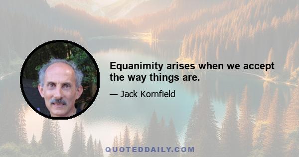 Equanimity arises when we accept the way things are.