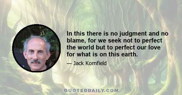 In this there is no judgment and no blame, for we seek not to perfect the world but to perfect our love for what is on this earth.