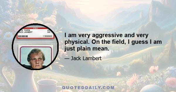 I am very aggressive and very physical. On the field, I guess I am just plain mean.