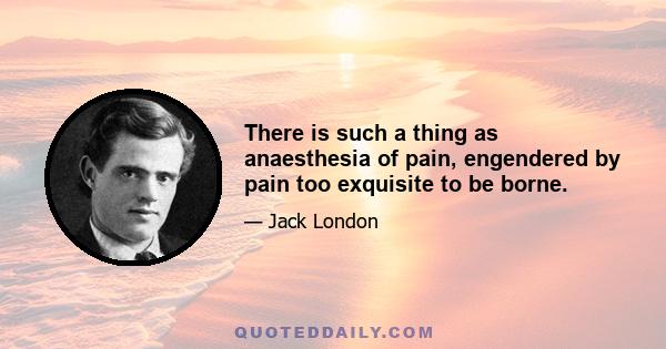 There is such a thing as anaesthesia of pain, engendered by pain too exquisite to be borne.