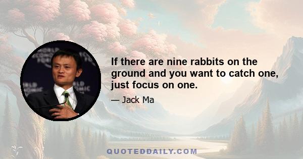 If there are nine rabbits on the ground and you want to catch one, just focus on one.