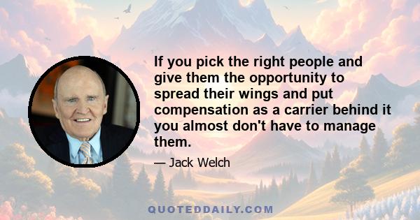 If you pick the right people and give them the opportunity to spread their wings and put compensation as a carrier behind it you almost don't have to manage them.