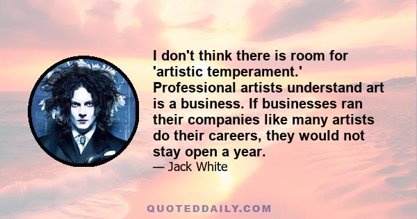 I don't think there is room for 'artistic temperament.' Professional artists understand art is a business. If businesses ran their companies like many artists do their careers, they would not stay open a year.