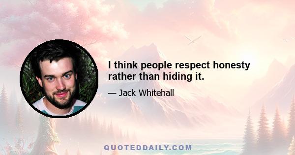 I think people respect honesty rather than hiding it.