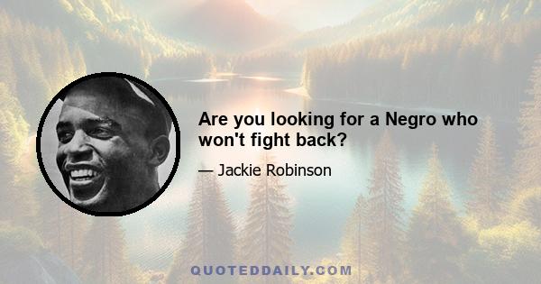 Are you looking for a Negro who won't fight back?