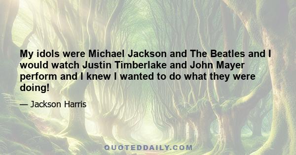 My idols were Michael Jackson and The Beatles and I would watch Justin Timberlake and John Mayer perform and I knew I wanted to do what they were doing!