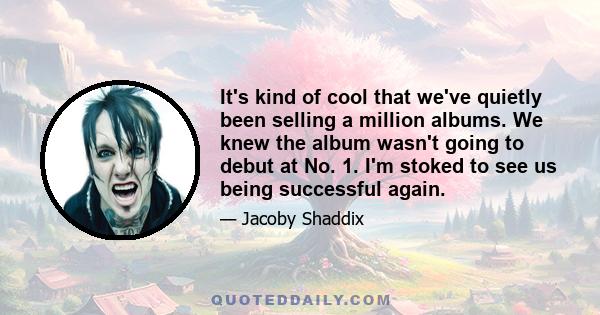 It's kind of cool that we've quietly been selling a million albums. We knew the album wasn't going to debut at No. 1. I'm stoked to see us being successful again.