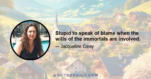 Stupid to speak of blame when the wills of the immortals are involved.