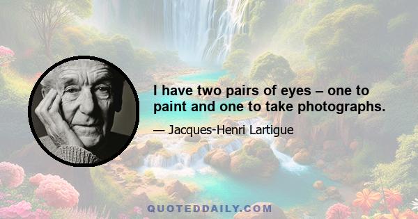 I have two pairs of eyes – one to paint and one to take photographs.