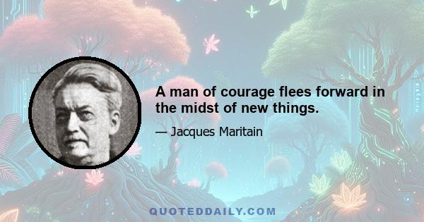 A man of courage flees forward in the midst of new things.