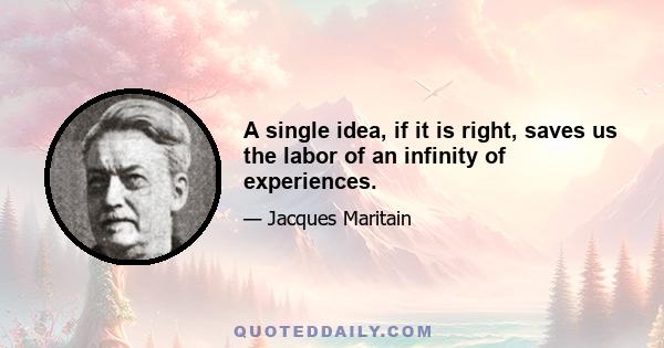 A single idea, if it is right, saves us the labor of an infinity of experiences.