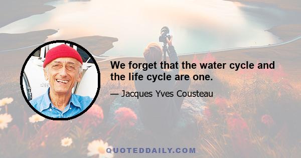 We forget that the water cycle and the life cycle are one.