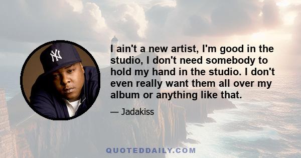 I ain't a new artist, I'm good in the studio, I don't need somebody to hold my hand in the studio. I don't even really want them all over my album or anything like that.